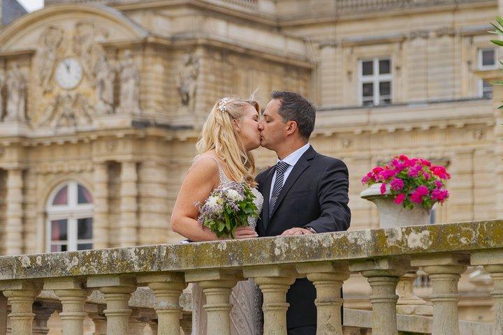 Paris Luxembourg Garden Wedding Vows Renewal Ceremony with Photo Shoot