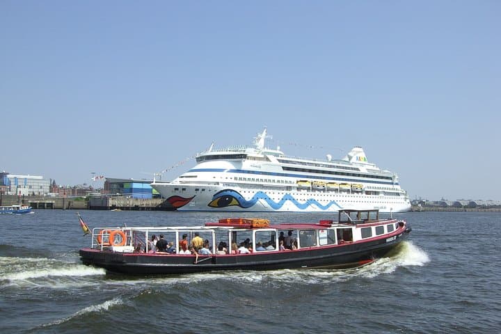 Hamburg harbor tour with a barge
