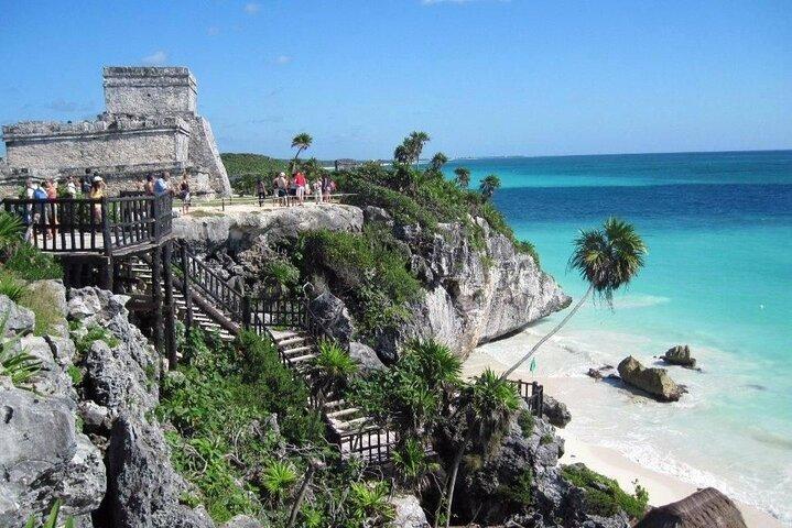 Tour 4X1 Visit Tulum, Coba, Cenote & Playa del Carmen. With lunch