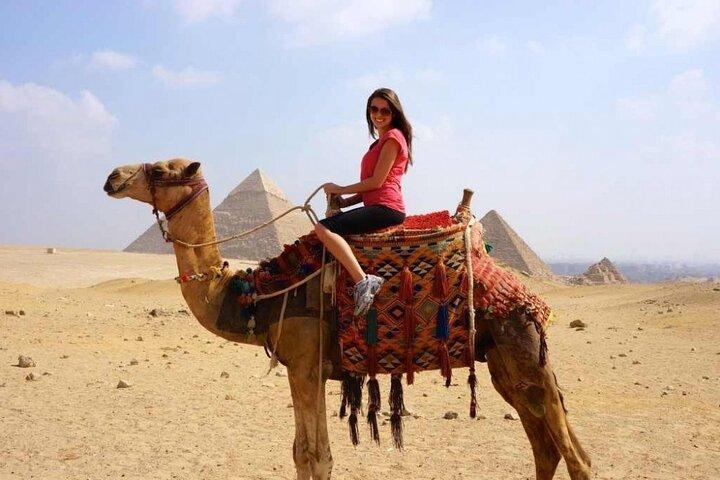 9 Hrs tour to Pyramids of Giza Dahshur Sakkara and Memphis incl Camel with Lunch