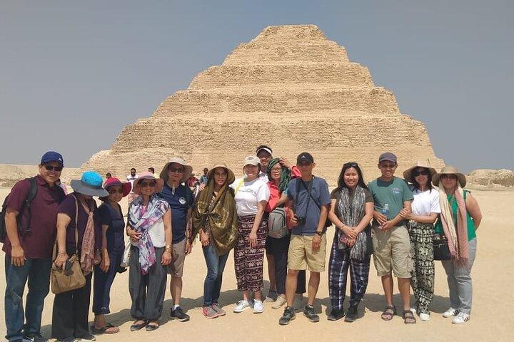 9 Hrs tour to Pyramids of Giza Dahshur Sakkara and Memphis incl Camel with Lunch
