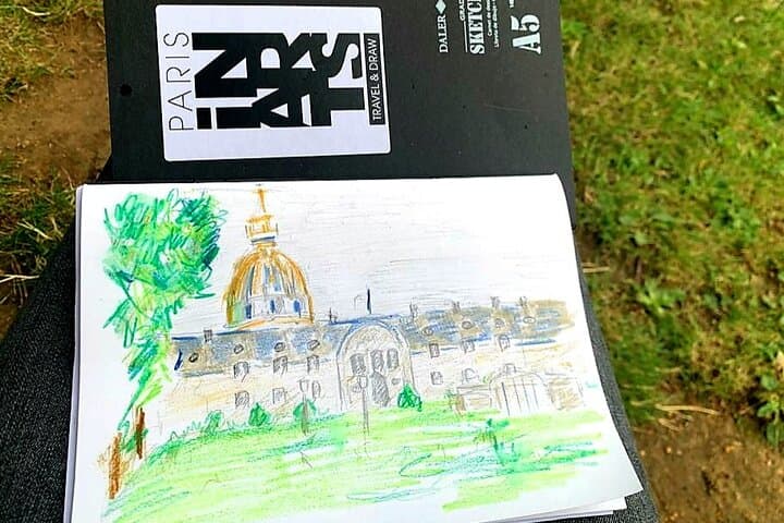 Drawing workshop/creative notebook during a walk from the Invalides to the Petit Palais