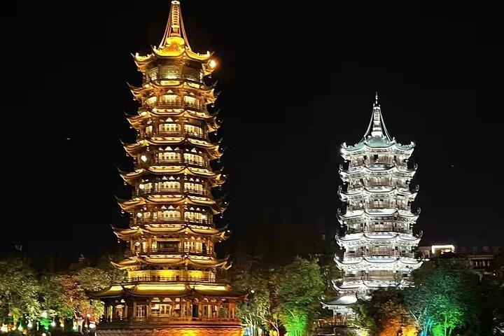 Full-Day Guilin Li-River Cruise with 4 star boat and Four Lake Night Cruise Tour