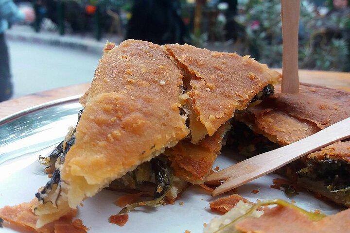 Traditional breakfast in markets with olive oil and honey tasting