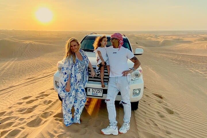 Dubai Desert Safari Dune Bashing, Camel Ride, Sand Boarding, BBQ Dinner.