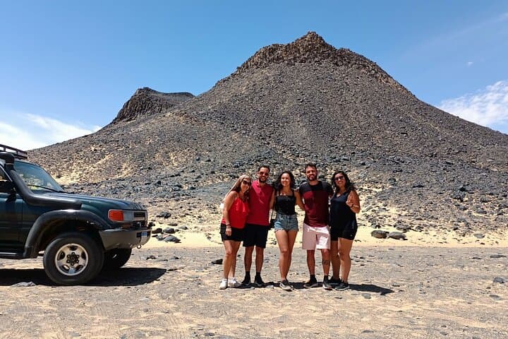Overnight camping black and white desert.