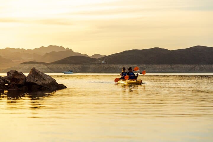 Lake Mead Sunset Kayak Tour with Dinner, Swim and Campfire