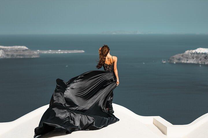 Private Flying Dress Photoshoot in Santorini