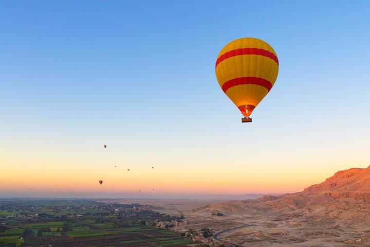 Sunrise hot air balloon flight over luxor