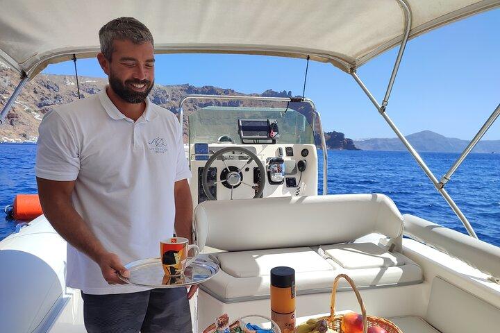 Morning or Afternoon 3hour Private boat cruise tour in Santorini