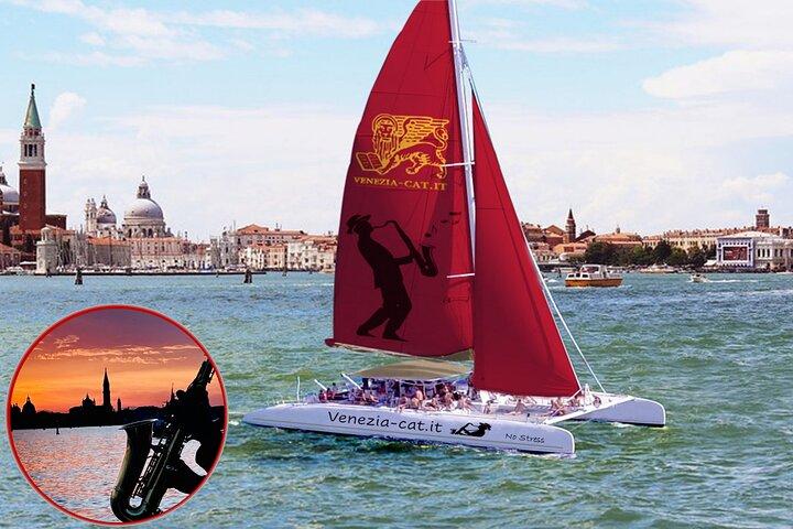 Sunset Jazz Catamaran Cruise with Aperitivo and Live Saxophone
