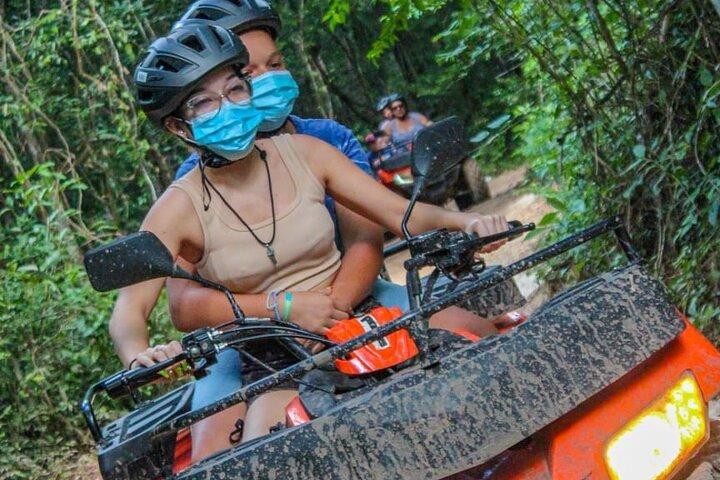 Discover the Adrenaline with Atvs ziplines single and a real Mayan cenote