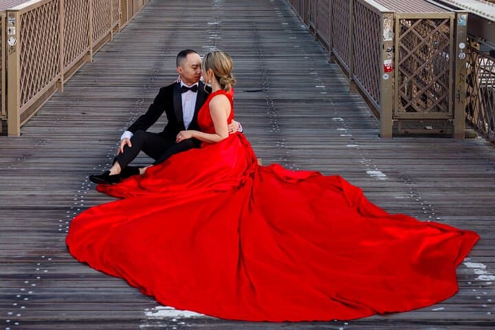 New York Flying-dress photoshoot with iconic NYC views
