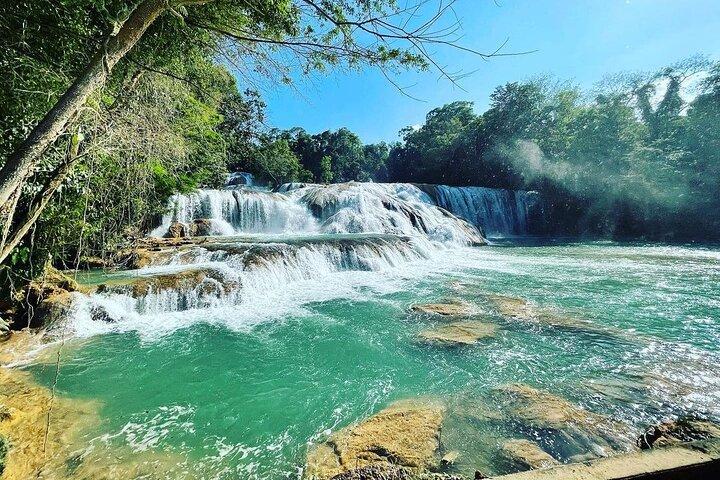Day Trip to Agua Azul Waterfalls and Palenque from San Cristobal