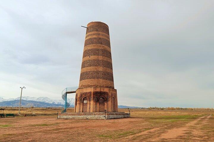 Day trip to Burana Tower plus hiking to waterfall and hot springs of Issyk-Ata