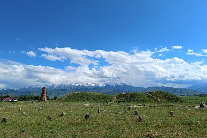 Day trip to Burana Tower plus hiking to waterfall and hot springs of Issyk-Ata