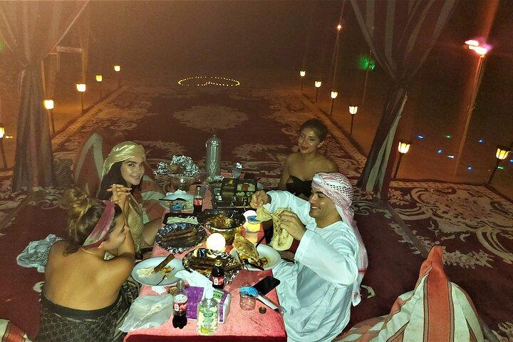 Romantic Dinner in Dubai Desert, Camel Ride, VIP Set Up & Falcons