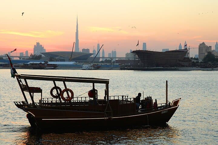 Burj Khalifa Sunset Tour in Wooden Boat with Transfers