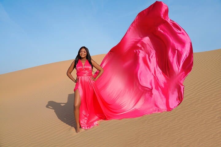 Dubai Flying Dress Photo and Video shoot in Desert