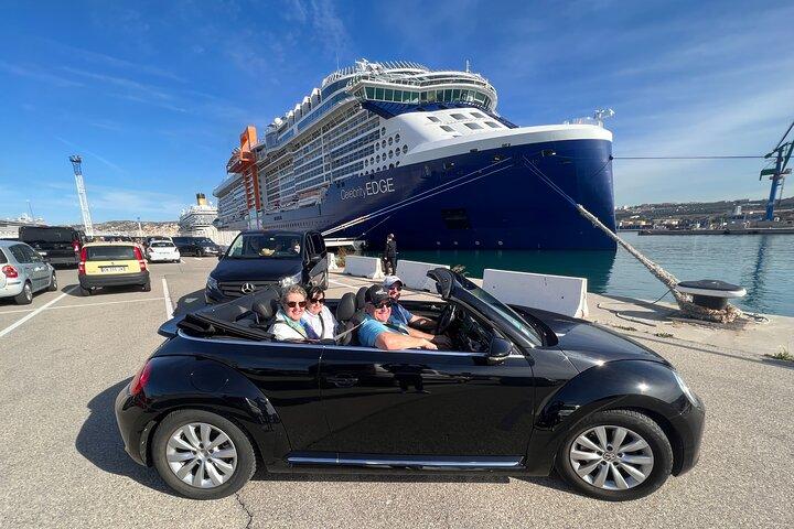 Drive by cabriolet from Marseille cruise port to cassis