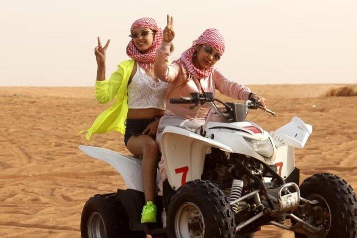 Dubai Desert Safari with Quad Bike, Camel Ride, Sandboard and BBQ