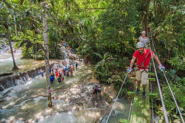Dunns River Falls Climb, Horseback Ride & Swim and Ziplines
