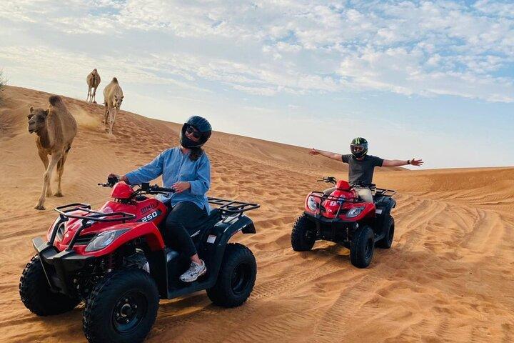 Dubai Red Dunes Safari, ATV, Camel ride, BBQ at Desert Camp