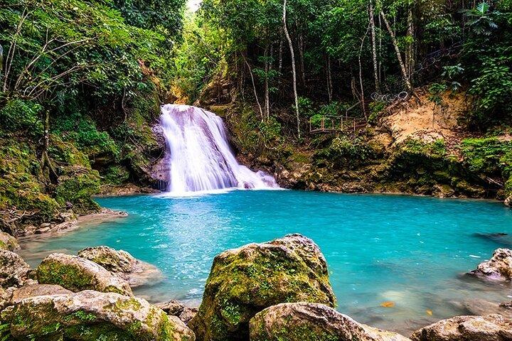 Blue Hole Waterfall and Bamboo River Rafting Ocho Rios Jamaica