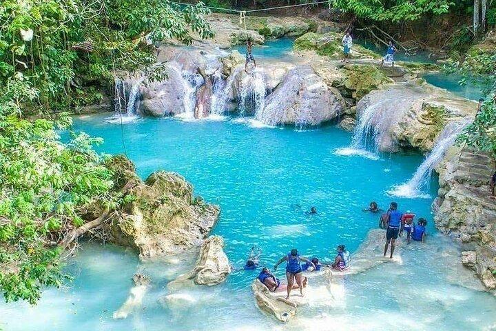 Blue Hole Waterfall and Bamboo River Rafting Ocho Rios Jamaica