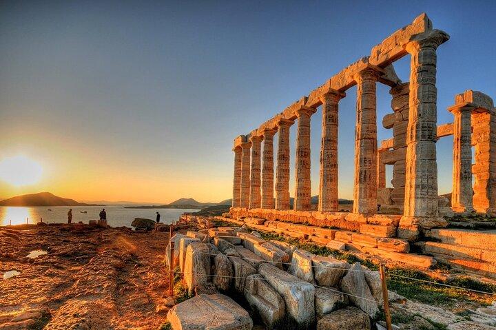 Half day Cape Sounion Sunset Views at the Poseidon Temple Tesla