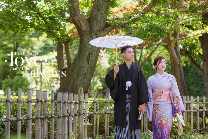 Special price couple (2 people) kimono commemorative photo shoot in Asakusa, Tokyo HANAYAKA kimono & yukata rental offer