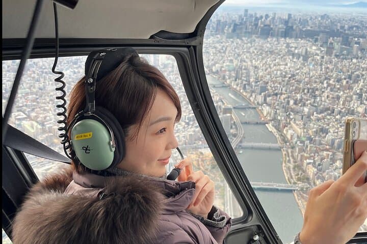 Tokyo Helicopter Tour (10-min)+ Private Car Pickup & Drop off