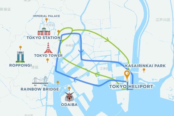Tokyo Helicopter Tour (10-min)+ Private Car Pickup & Drop off
