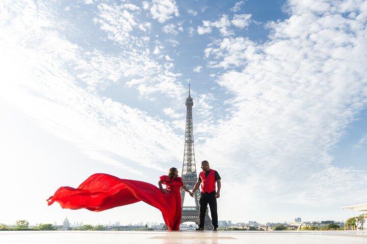 Private Flying Dress Photoshoot Experience by the Eiffel Tower
