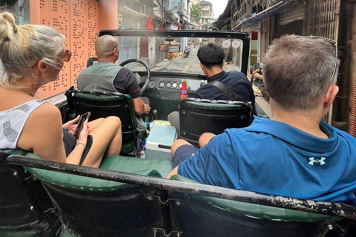 Hanoi Jeep Tour with sightseeing, street food and train street