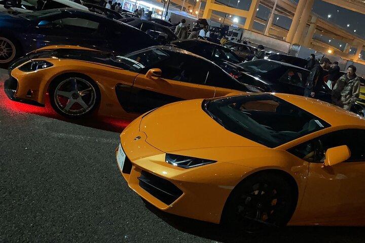 Daikoku PA JDM Car Scene Private Tour in a Lamborghini