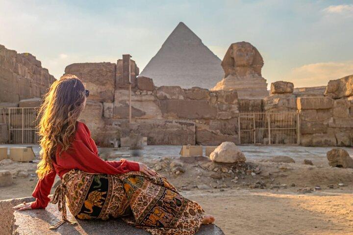Giza pyramids with the Great Sphinx and the Royal mummies museum