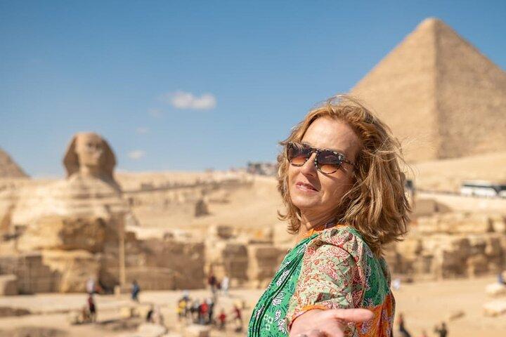 Giza pyramids with the Great Sphinx and the Royal mummies museum