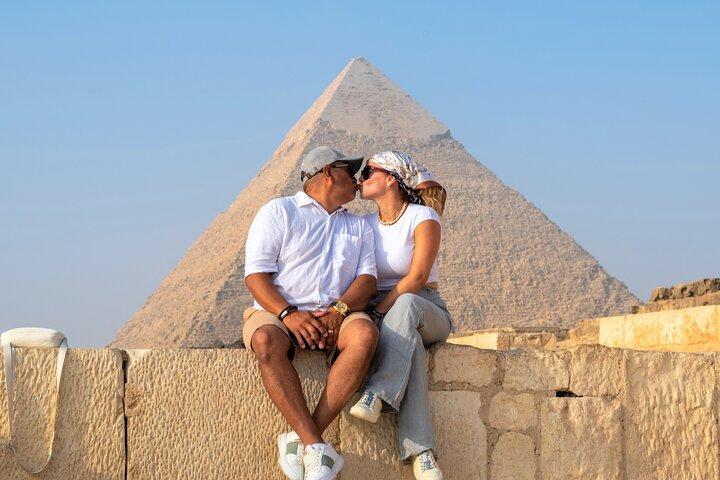 Giza pyramids with the Great Sphinx and the Royal mummies museum