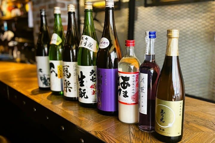 Casual Japanese SAKE tasting and snack experience in Kabukicho