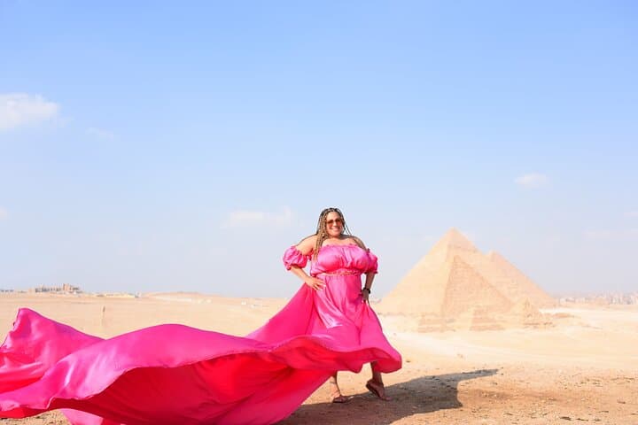 Flying Dress Photoshoot with Camel and Horse Riding in Giza