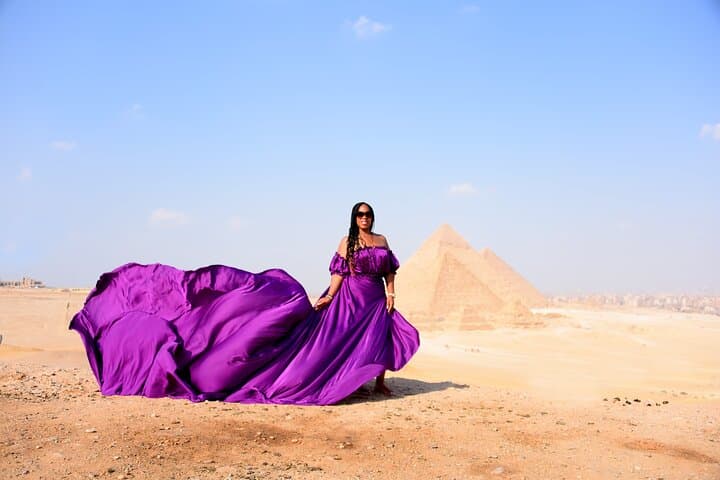 Flying Dress Photoshoot with Camel and Horse Riding in Giza