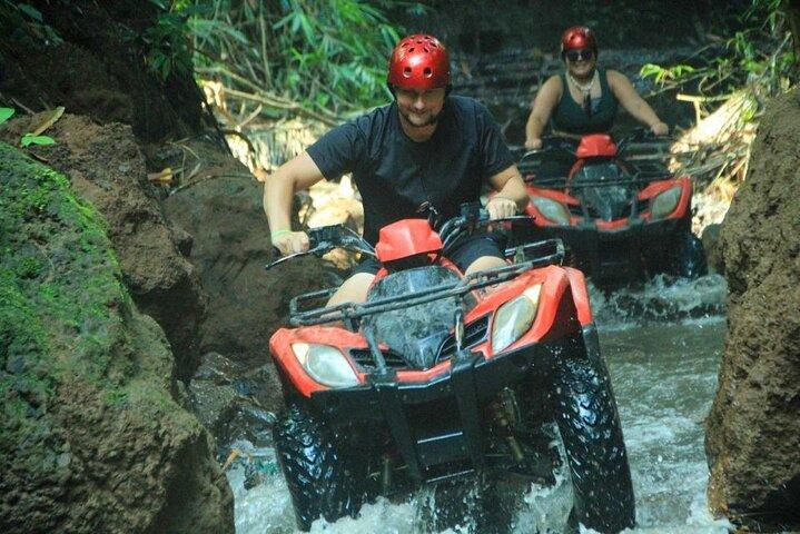 Ubud ATV Quad Bike through river, Jungle, waterfall & rice fields