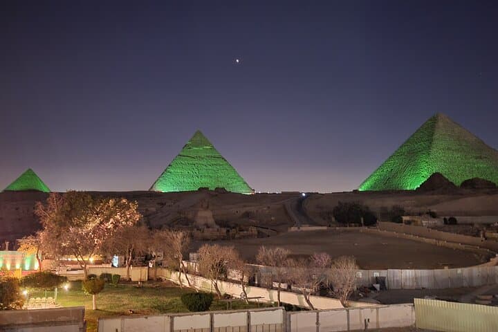 Giza Pyramids at night Sound and Light Show With Dinner