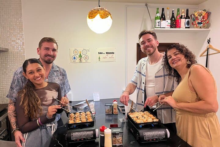 Osaka Sake Tasting & Takoyaki Cooking Experience