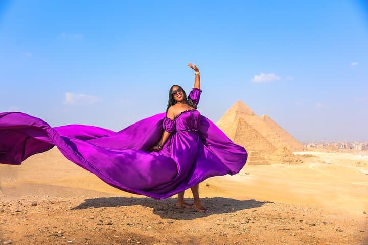 Flying Dress Photoshoot with Camel and Horse Riding in Giza