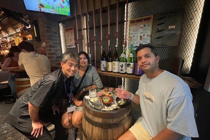 Casual Japanese SAKE tasting and snack experience in Kabukicho