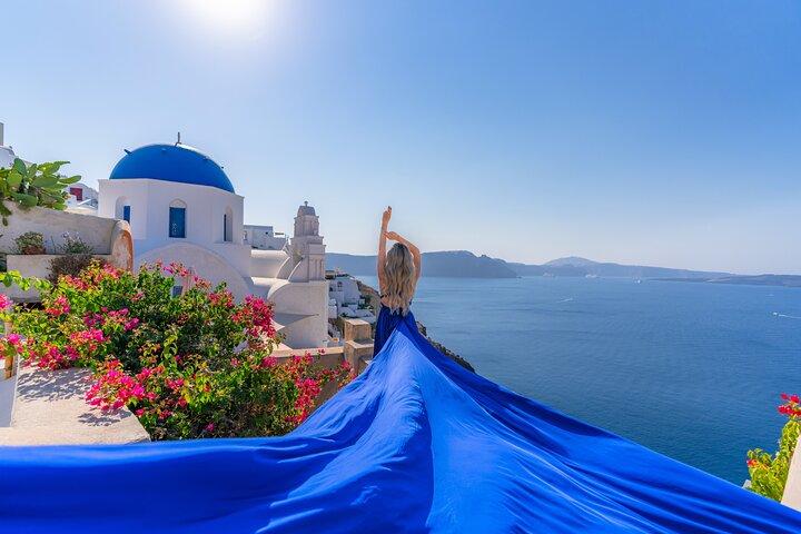 Santorini Flying Dress Photoshoot