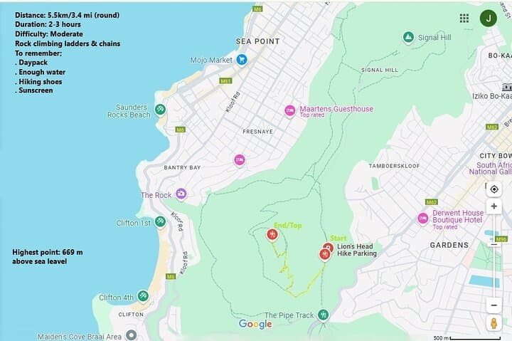 Lion's Head Hike, Constantia Zipline and Winery, Noordhoek Beach