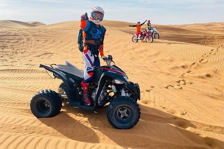 Dubai Desert Safari Tour with Quad Bike for 60mins & BBQ Dinner.